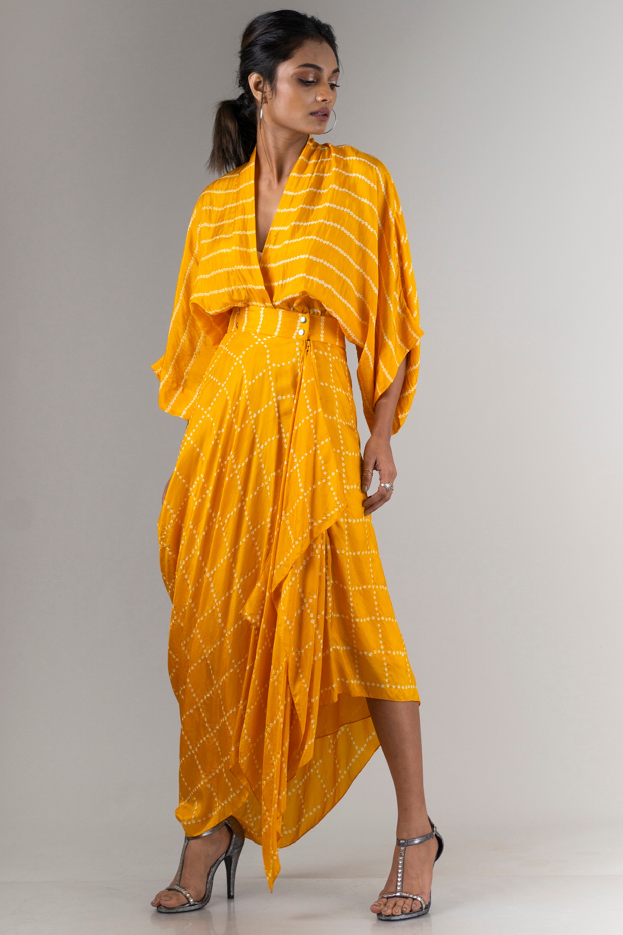 Yellow Kaftan Wrap Dress Design by ...